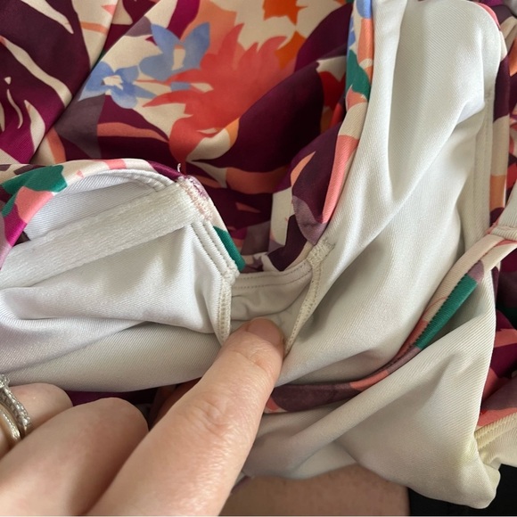 ATHLETA Tropical Daybreak Triangle Tankini Top in Pink Multi - Picture 7 of 10